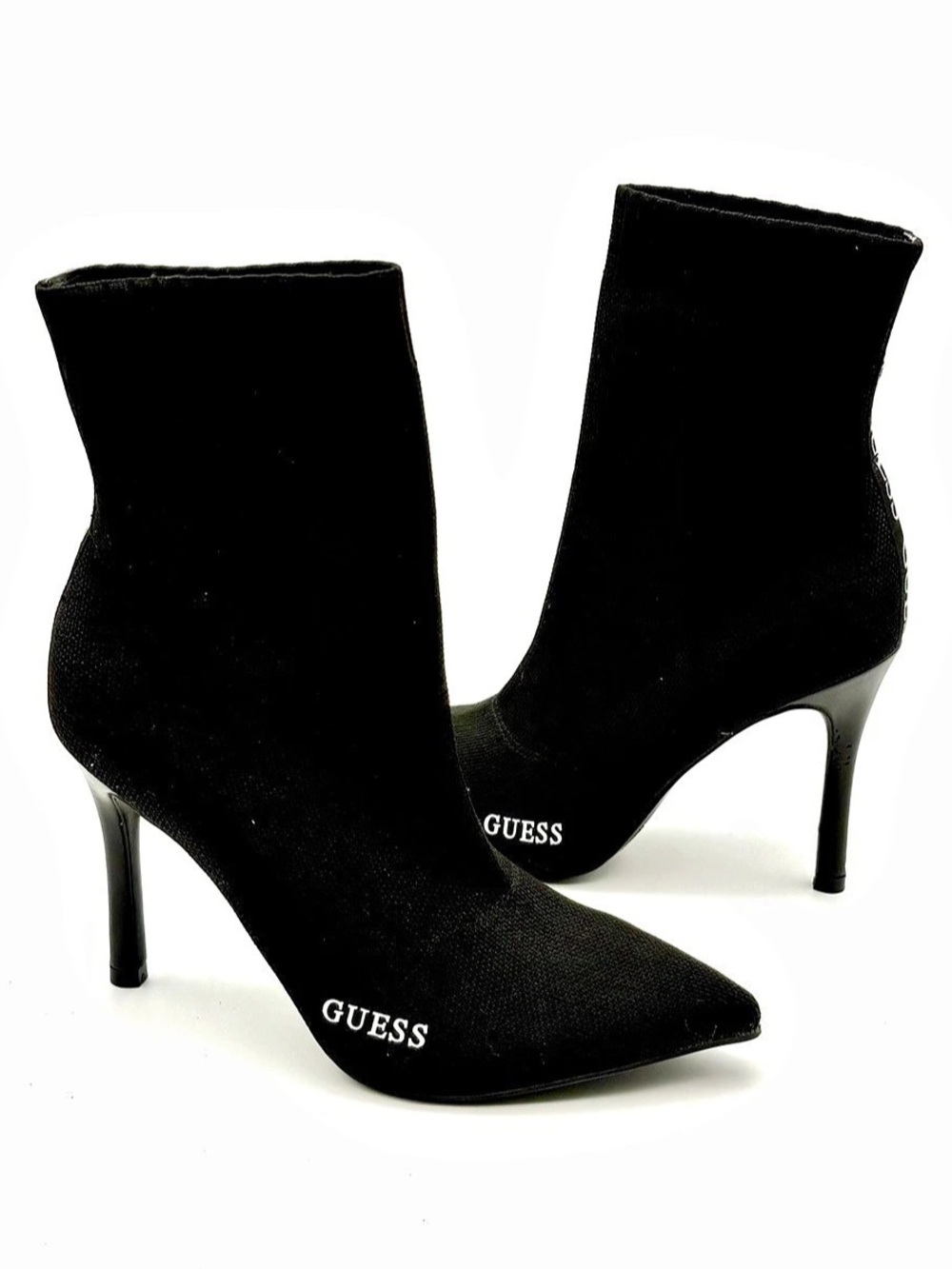 GUESS Black Knit Sock Stiletto Booties Size 7M - NWOT Read Description